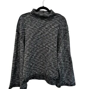 Free People We The Free Marled‎ Knit Turtleneck Sweater Oversized Gray, Medium